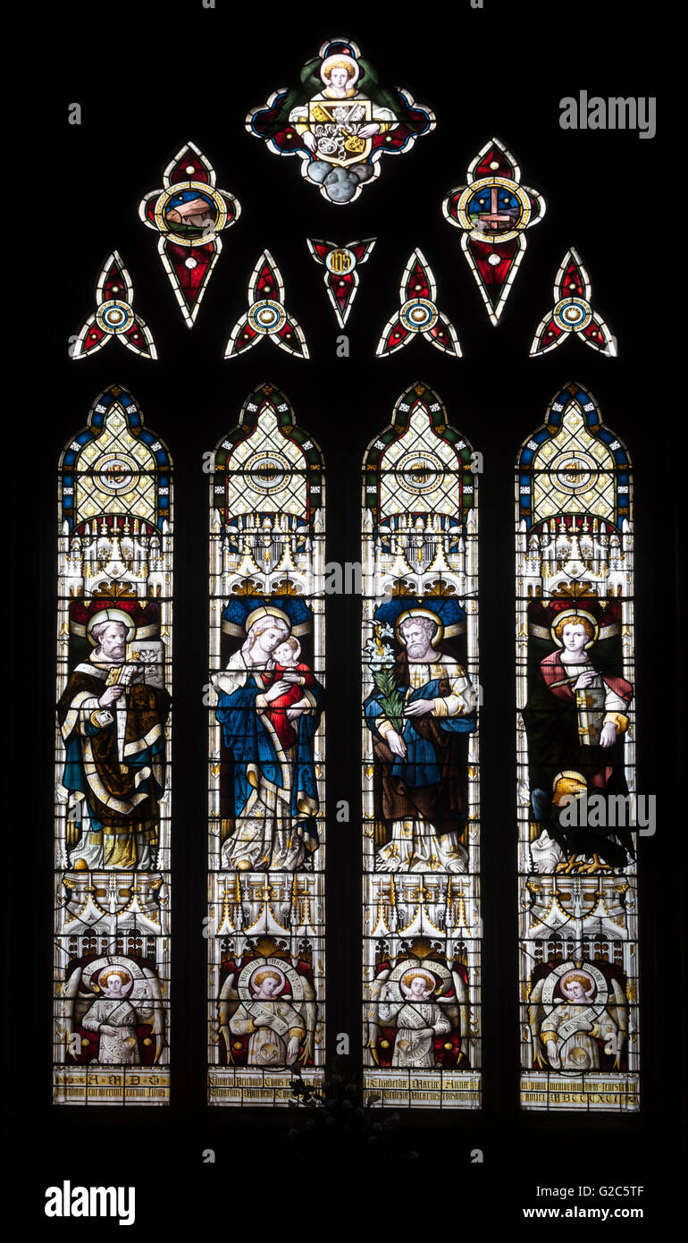 Stained glass in St. Mary`s Church, Ilkeston, Derbyshire, England, UK